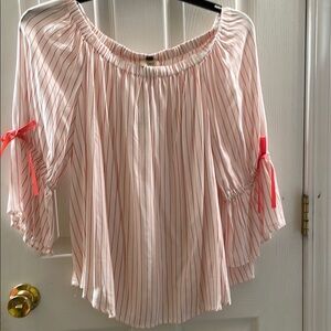 Cupio Ladies Pink Ruffled Blouse with Flutter Sleeves